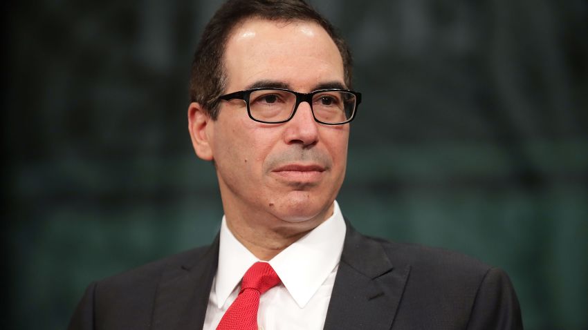WASHINGTON, DC - APRIL 26:  Treasury Secretary Steven Mnuchin participates in an interview during The Hill's Newsmaker Series "Prospects for Tax Reform" at the Newseum April 26, 2017 in Washington, DC. U.S. President Donald Trump announced that he will unveil details about his proposed tax cut plan Wednesday, three days before he reaches the 100-day mark in office.  (Photo by Chip Somodevilla/Getty Images)