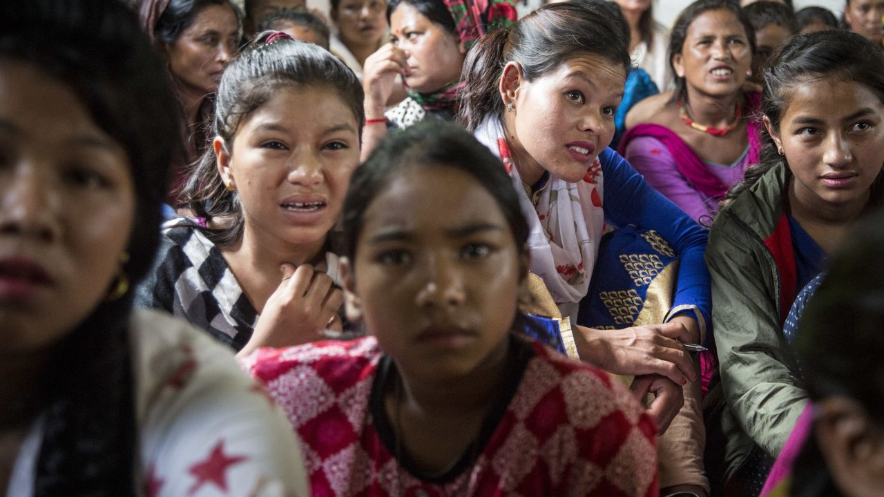 Nepalese Christians react to graphic pictures of aborted fetuses during a lecture by Soman Rai.