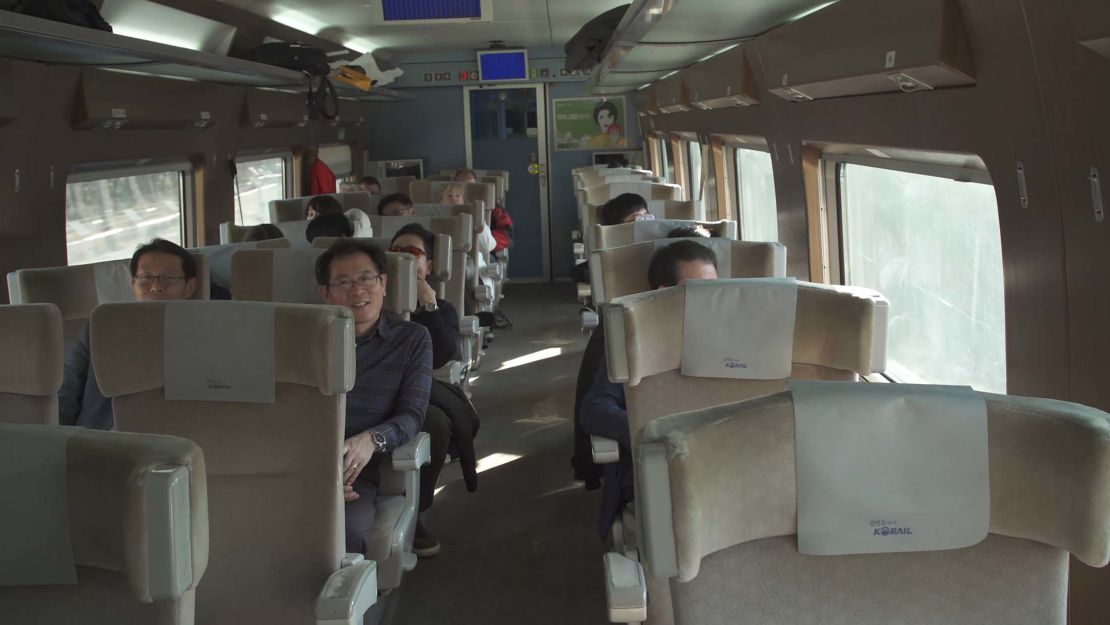 Aboard South Korea's high-speed KTX train.