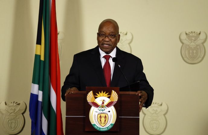 Zuma <a href="index.php?page=&url=https%3A%2F%2Fedition.cnn.com%2F2018%2F02%2F14%2Fafrica%2Fjacob-zuma-resigns-as-south-africa-president-intl%2Findex.html">announces his resignation </a>during a nationally televised address in February 2018. "No life should be lost in my name and also the ANC should never be divided in my name," he said. "I have therefore come to the decision to resign as President of the Republic with immediate effect." The ANC had been trying to push Zuma out for months. It dumped him as party president in December 2017, narrowly electing Cyril Ramaphosa over Zuma's preferred successor, his ex-wife and former cabinet minister, Nkosazana Dlamini-Zuma.