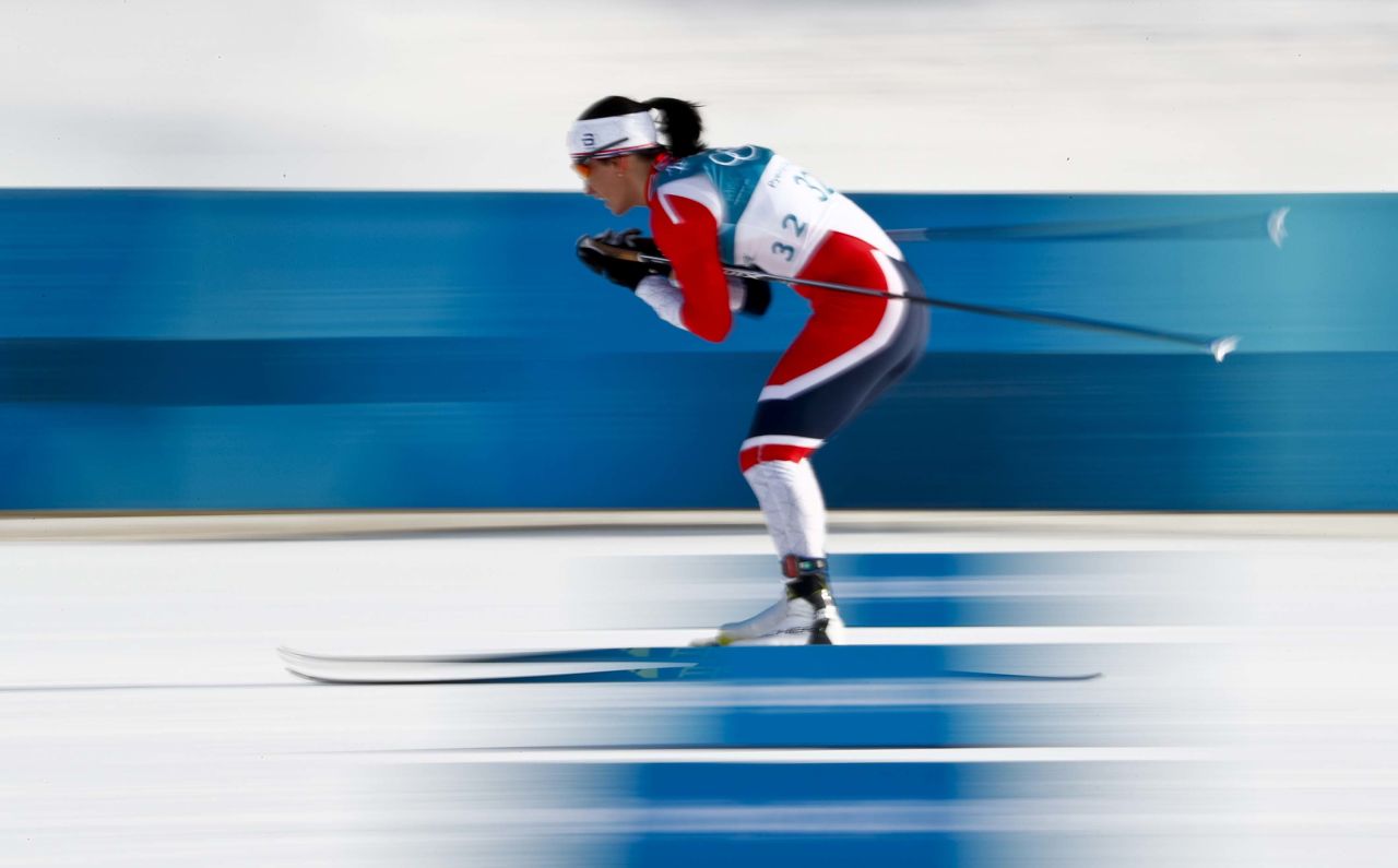 Norwegian cross-country skier Marit Bjørgen won her 12th Olympic medal when she took bronze in the 10-kilometer freestyle. No woman has won more medals at the Winter Olympics.