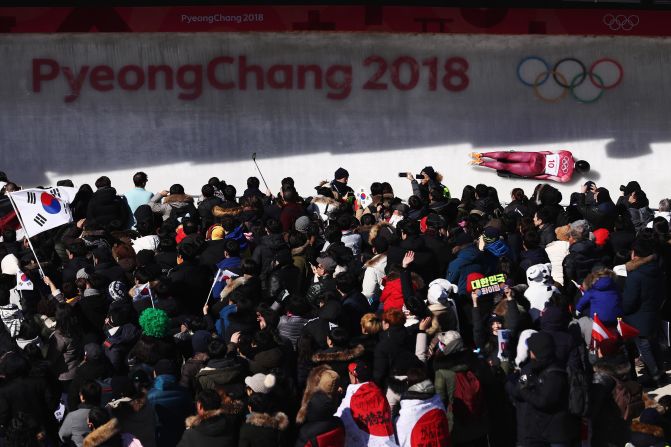 Nikita Tregubov, a skeleton athlete from Russia, slides down the track during a qualification run.