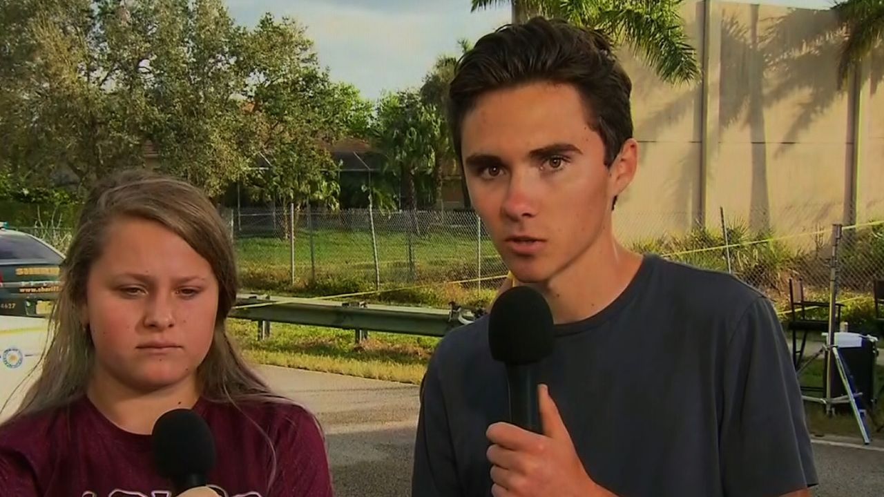 Student David Hogg, right: "I haven't lost hope in America and my dad hasn't either." 