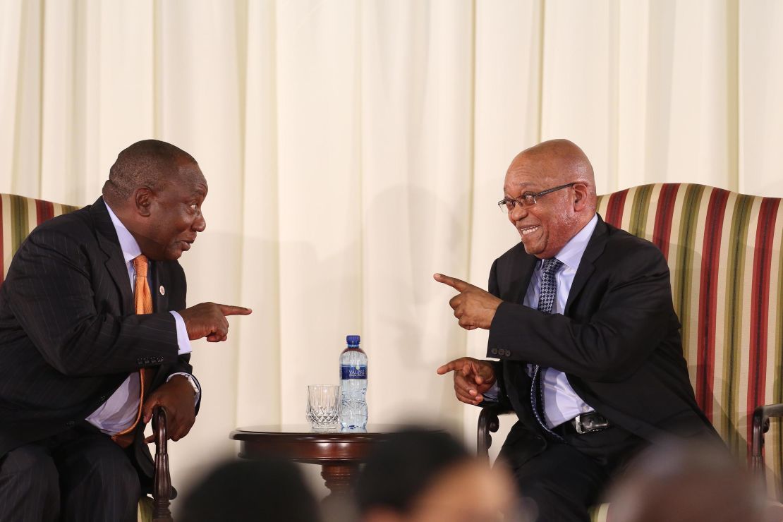 Cyril Ramaphosa, left, and Jacob Zuma during Zuma's swearing-in ceremony in May 2014 in Pretoria.