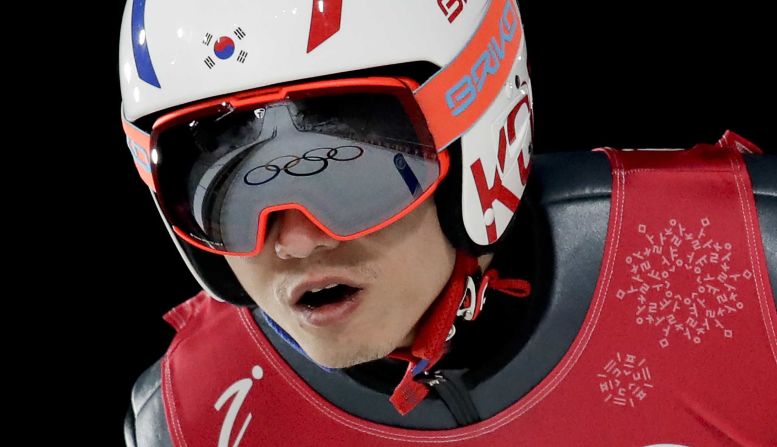 South Korean ski jumper Seou Choi trains for the large-hill event.