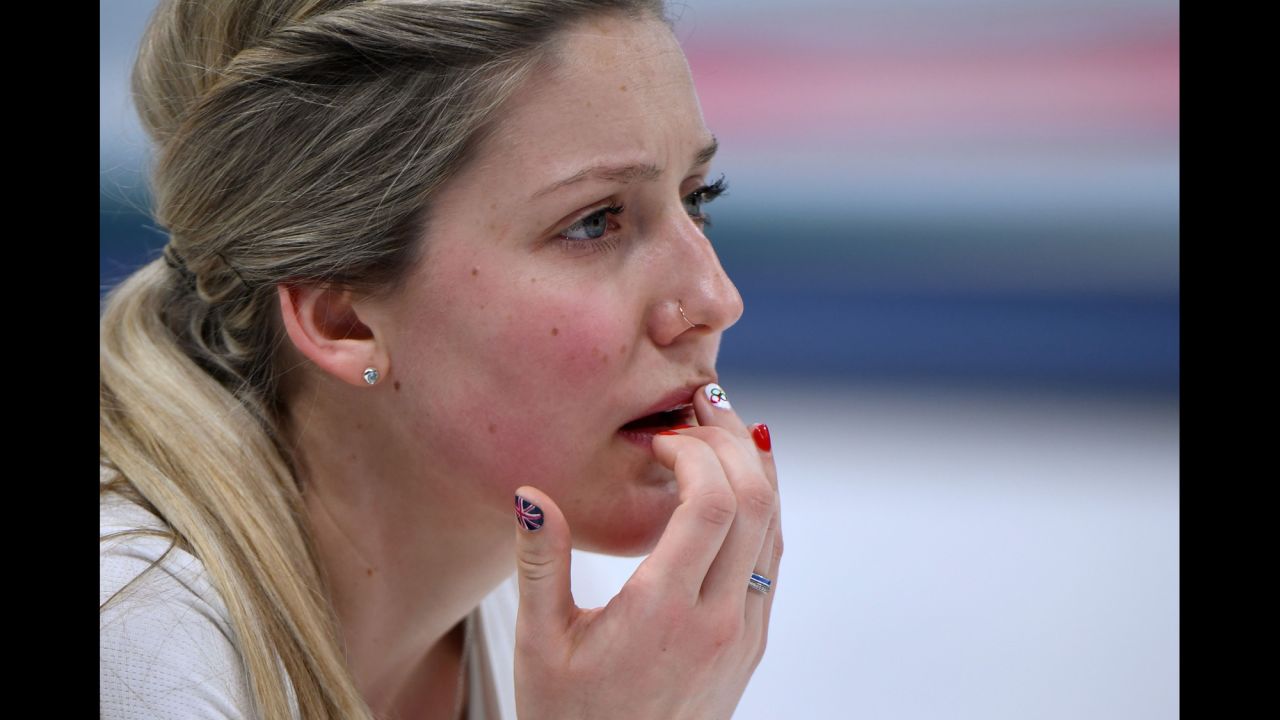 British curler Lauren Gray competes against China.