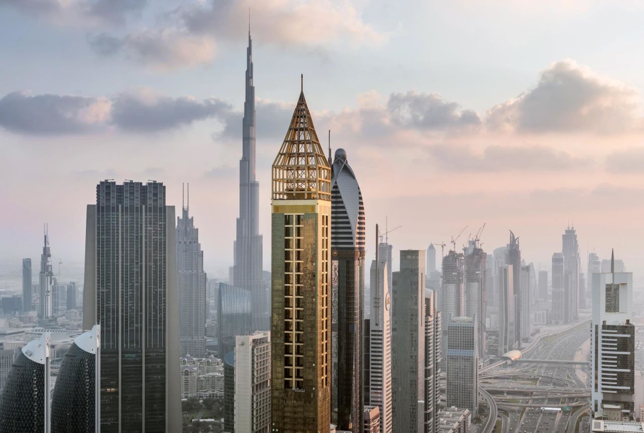<strong>New heights:</strong> The Gevora Hotel in Dubai, pictured center, has opened its doors. It's been crowned the world's tallest hotel.