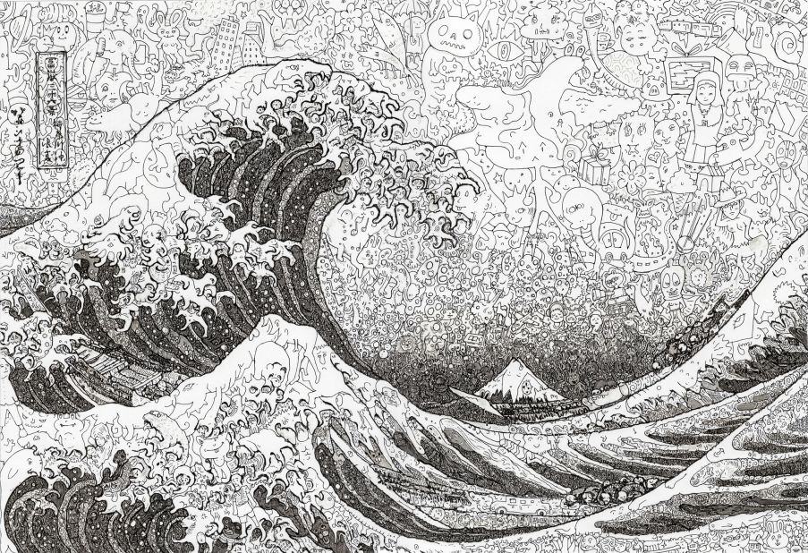 Sagaki has also reproduced classic Japanese woodblock prints using his signature technique, including Hokusai's "The Great Wave off Kanagawa."