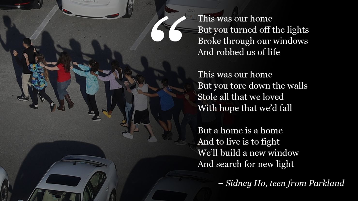 Parkland teen Sidney Ho wrote a poem to cast light on her hometown after the tragedy.