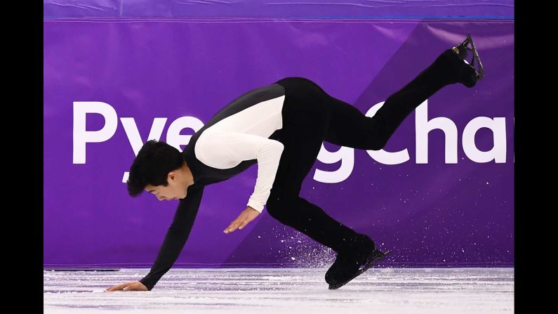 American Nathan Chen was expected to challenge Hanyu for the gold, but he fell at the start of his short program and then stumbled a couple more times.