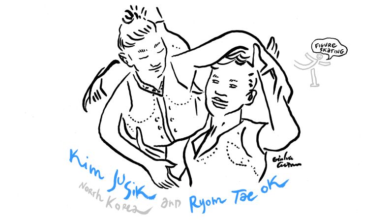 North Korean skaters Winter Olympics sketch