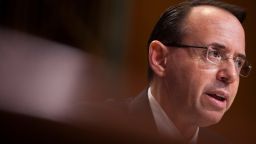 WASHINGTON, DC - JUNE 13: Deputy Attorney General Rod Rosenstein testifies during a Senate Commerce, Justice, Science, and Related Agencies Subcommittee hearing on the Justice Department's proposed FY18 budget  on Capitol Hill on June 13, 2017 in Washington, D.C. (Photo by Zach Gibson/Getty Images)
