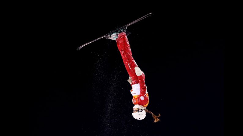 Liubov Nikitina, a freestyle skier from Russia, competes in the aerials.