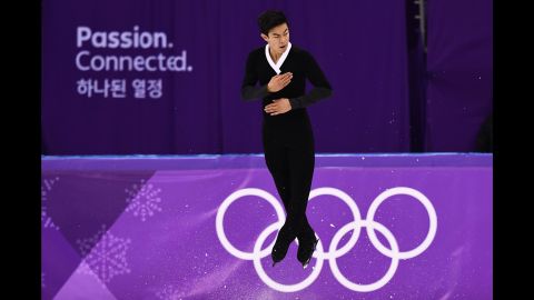 USA's Nathan Chen at the free skating event on February 17, 2018. (ARIS MESSINIS/AFP/Getty Images)