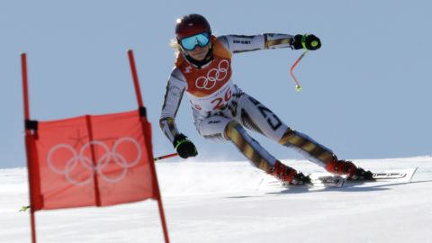 Ledecka competes in the women's super-G Saturday.