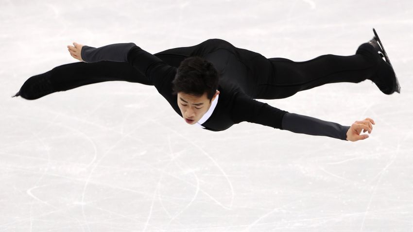 GANGNEUNG, SOUTH KOREA FEBRUARY 17, 2018: Figure skater Nathan Chen of the United States performs a death drop during the men's free skating event at the 2018 Winter Olympic Games, at the Gangneung Ice Arena. Valery Sharifulin/TASS (Photo by Valery Sharifulin\TASS via Getty Images)