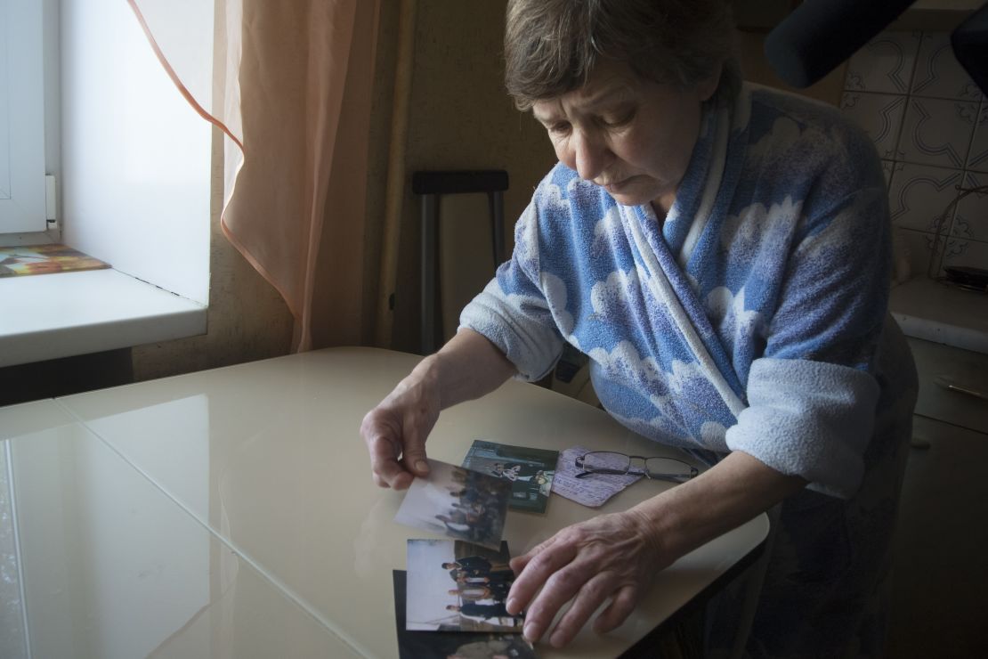 Farkhanur Gavrilova with photographss of her son, Ruslan.
