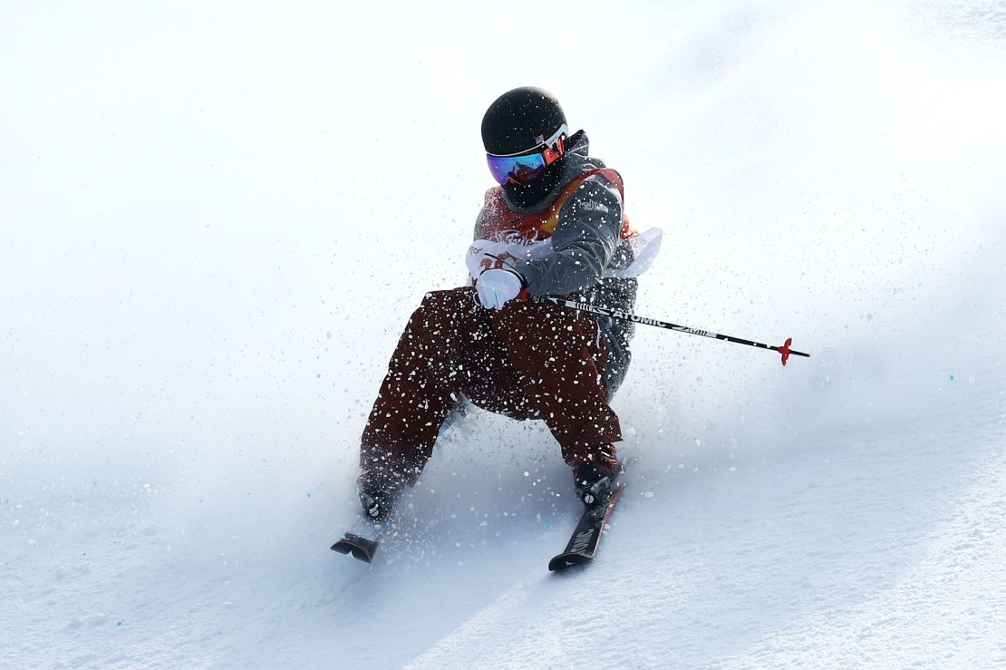 Gus Kenworthy of the United States crashes Men's Ski Slopestyle Final on February 18, 2018. 