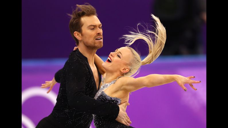 British duo Penny Coomes and Nicholas Buckland compete in the ice dancing.