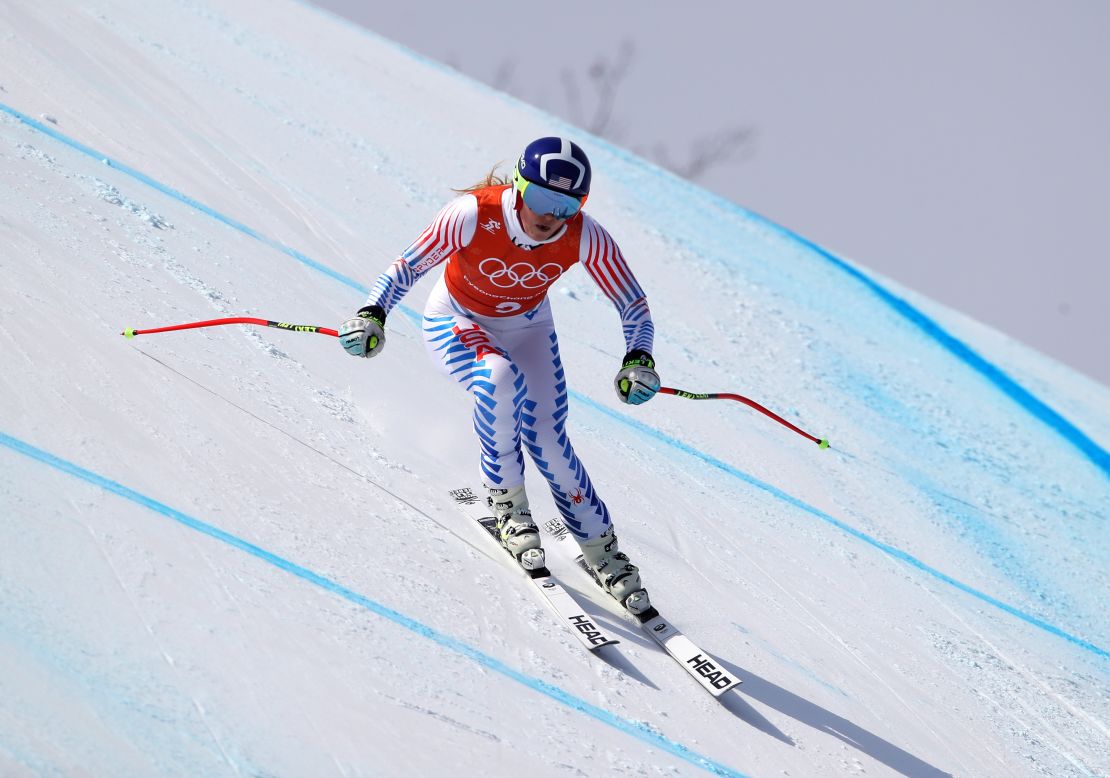 Lindsey Vonn training for the women's downhill which takes place on Wednesday.