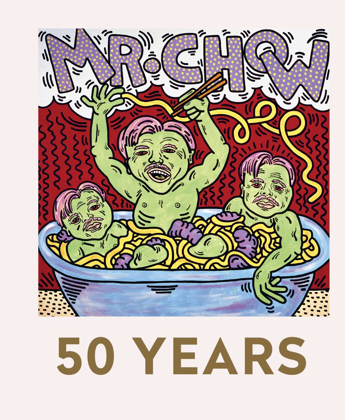 "Mr Chow: 50 Years," published by Prestel, features Keith Haring's "Mr Chow as Green Prawn in a Bowl of Noodles" (1986) on its cover.
