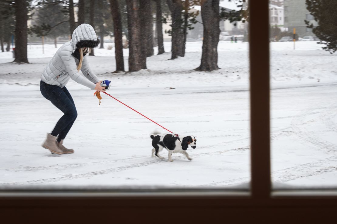 Vonn being led by Lucy.