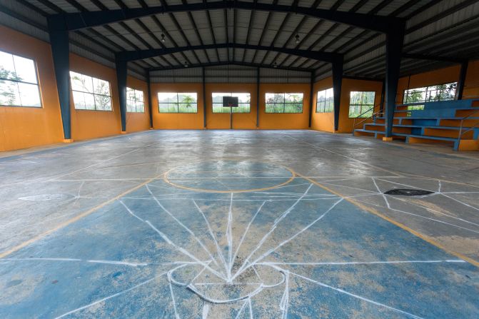 An old gymnasium in the Ciales municipality of Puerto Rico is marked for a colorful makeover.