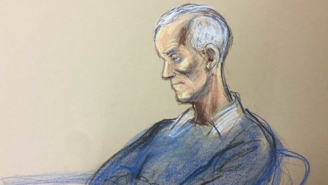 Barry Bennell is shown in a court sketch during his appearance for sentencing at Liverpool Crown Court.