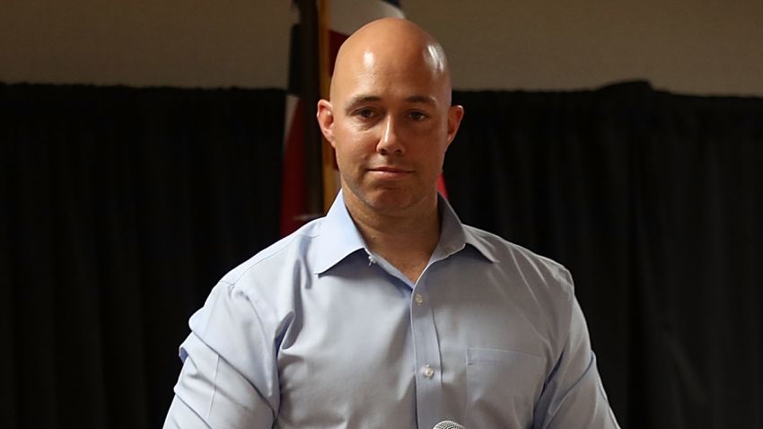 FORT PIERCE, FL - FEBRUARY 24: Rep. Brian Mast (R-FL) speaks during a town hall meeting at the Havert L. Fenn Center on February 24, 2017 in Fort Pierce, Florida. Rep. Mast held the veteran's town hall meeting that ranged from topics on veterans, school choice, health care as well as issues surrounding President Donald Trump and his administration.  (Photo by Joe Raedle/Getty Images)