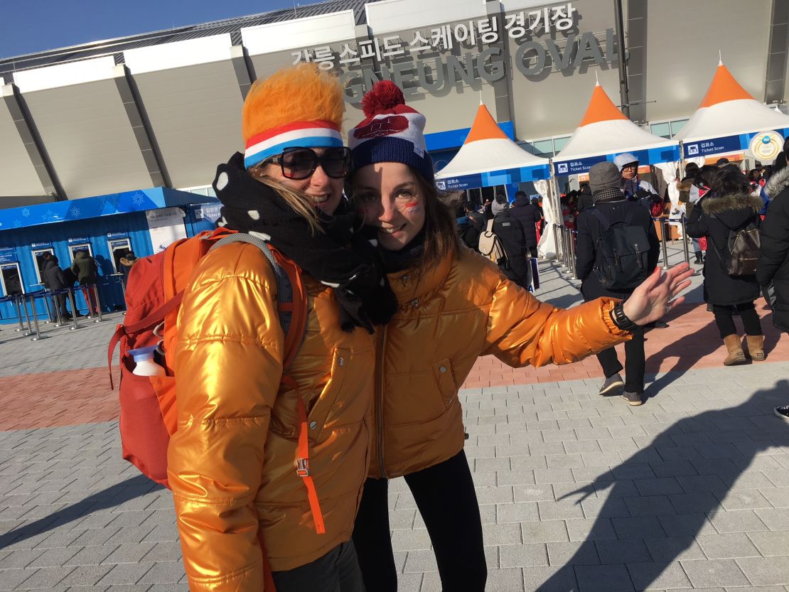 Dutch fans dressed for speed skating.