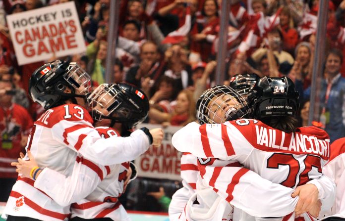 Poulin also had both goals of the 2010 final, which was played on home ice in Vancouver. Canada has won every women's hockey gold except the first one, which was awarded in 1998.