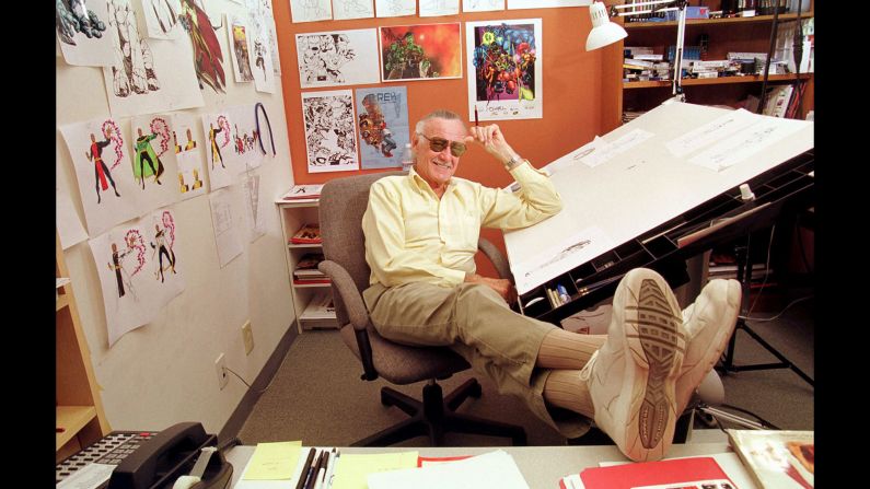 Lee relaxes in his Los Angeles office. Lee championed close collaboration between comic book writers and artists. The collaborative approach was known as the "Marvel Method." In 2010, he told CNN, "All of my life in comics I have worked with artists, so I've collaborated with them. I would write down the original story, they would draw it and then I would edit it and do the art direction. So everything I've done has always been a collaboration."