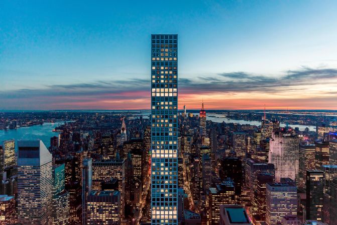 With a slenderness ratio of 1:15, <a href="index.php?page=&url=https%3A%2F%2Fwww.432parkavenue.com%2F" target="_blank" target="_blank">this tower</a> measures 1,396 feet (426 meters). It has views of Manhattan's Central Park and was completed in 2015.