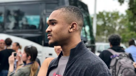Kai Koerber boards a bus headed for Tallahassee to push for gun control legislation days after the Parkland shooting