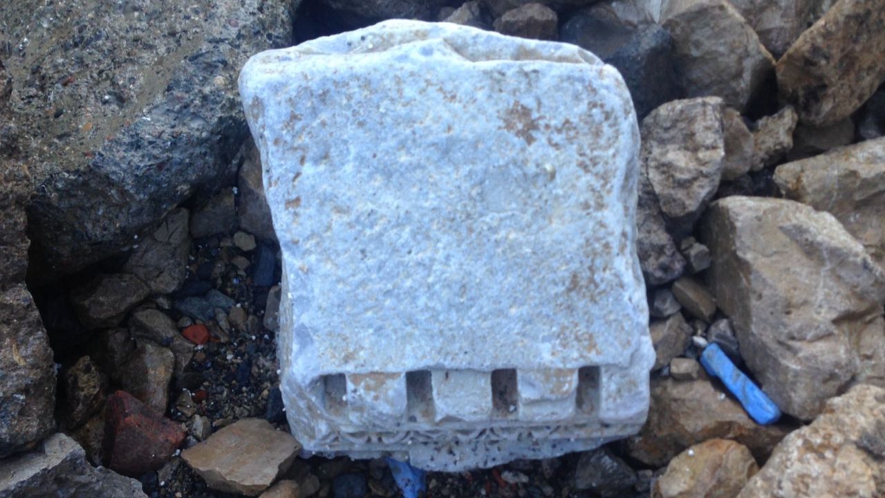Roman ruins retrieved from the shoreline of Amasra, where the ancient city on Amastris once stood.