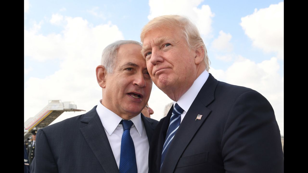 Netanyahu speaks to US President Donald Trump in May 2017. Trump visited Israel and the West Bank during his first foreign trip as President.