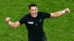 LONDON, ENGLAND - OCTOBER 31:  Dan Carter of the New Zealand All Blacks celebrates at the final whistle after New Zealand win the 2015 Rugby World Cup Final match between New Zealand and Australia at Twickenham Stadium on October 31, 2015 in London, United Kingdom.  (Photo by Laurence Griffiths/Getty Images)