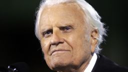 KANSAS CITY, MO - OCTOBER 7: The Rev. Billy F. Graham speaks to the crowd on a rainy night October 7, 2004 at Arrowhead Stadium in Kansas City, Missouri. Graham is conducting his "Heart of America" crusade in Kansas City October 7-10.  (Photo by Larry W. Smith/Getty Images)