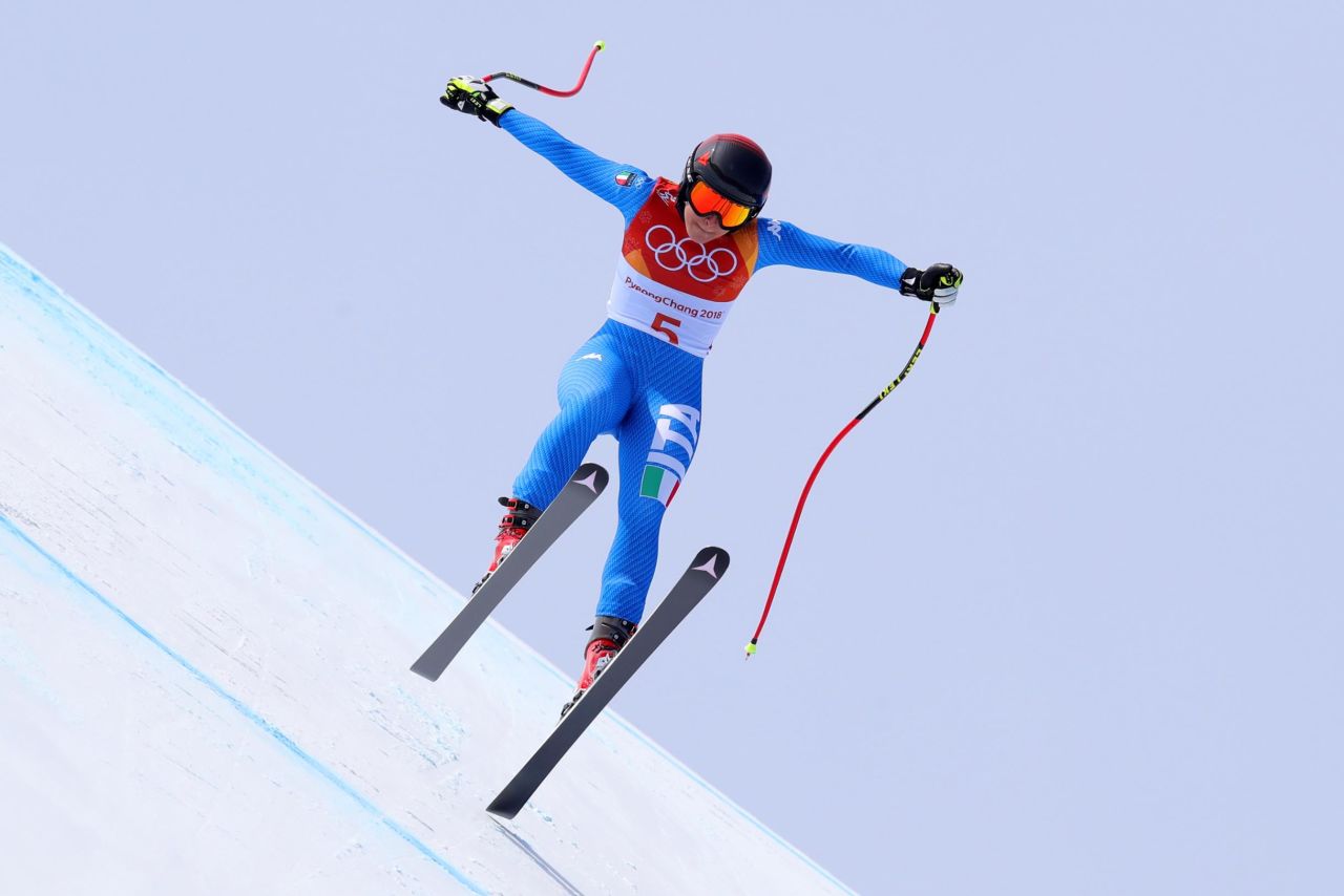 Sofia Goggia, 25, became the first Italian to win the women's downhill, cementing a successful season in which she leads the World Cup downhill standings.<br />