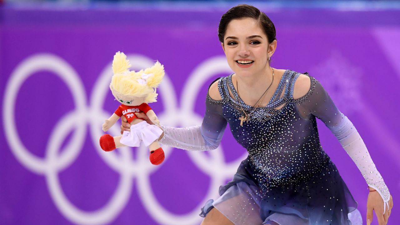 Evgenia Medvedeva competes during the Women's Single Skating Short Program on day twelve of the PyeongChang 2018 Winter Olympic Games.