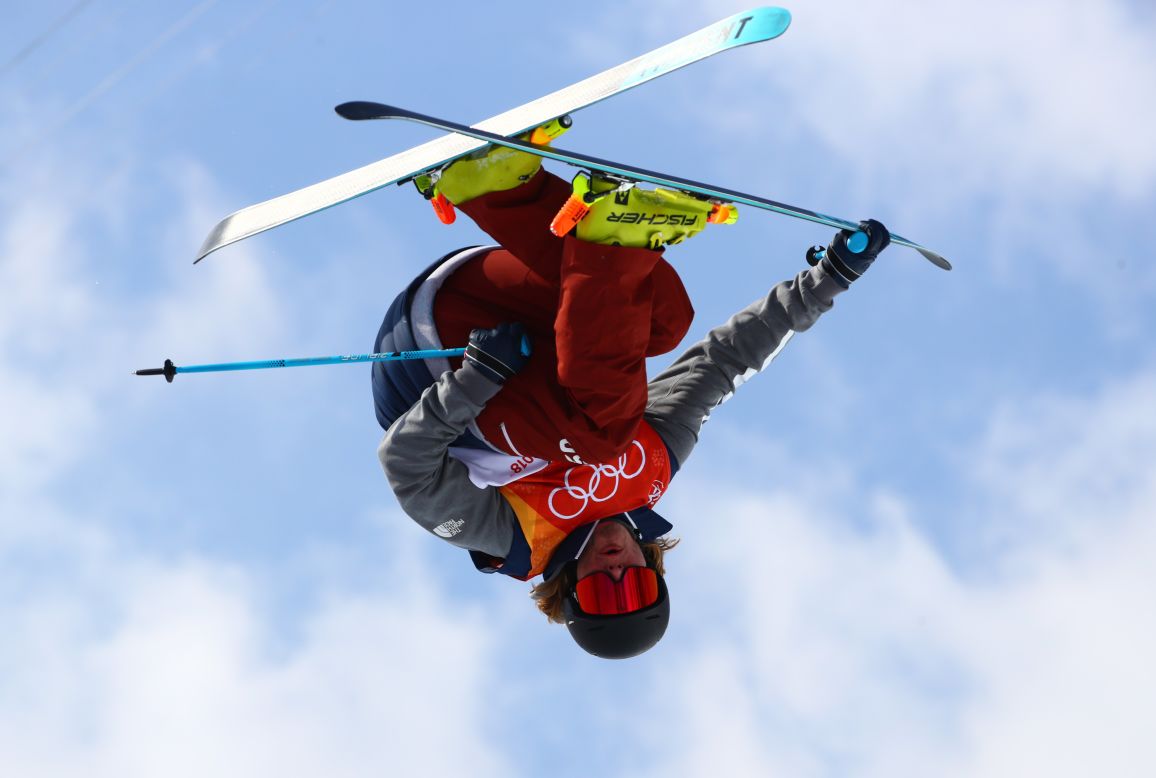 American freestyle skier David Wise competes in the halfpipe event, which he won for the second straight Olympics.