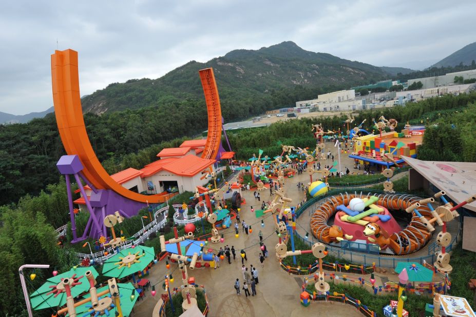 <strong>Toy Story Land: </strong>Toy Story Land, which opened in 2011, is full of quirky photo ops and fun rides -- including the absolutely terrifying RC Racer. (The orange, horseshoe-shaped track seen here.)