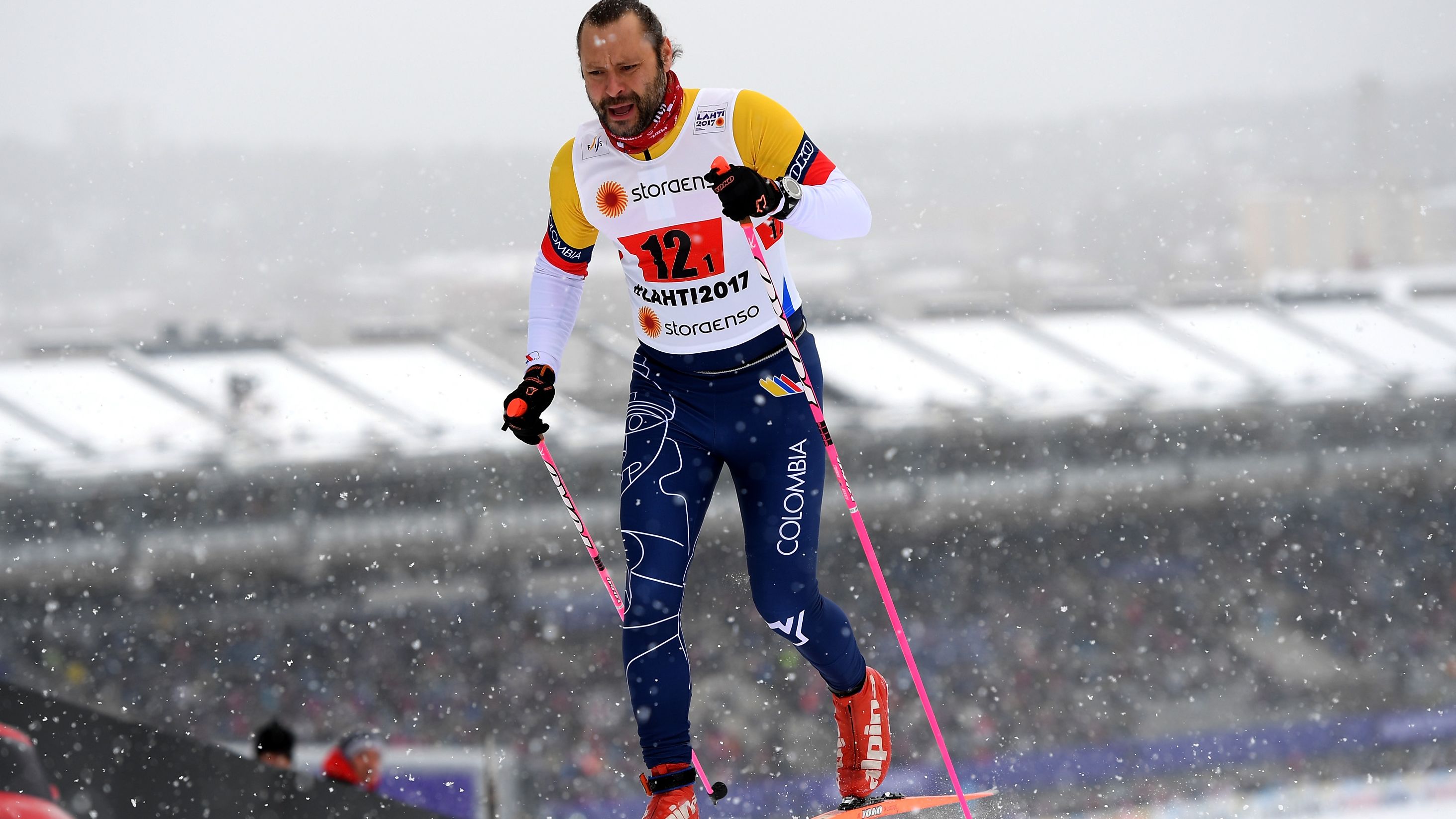 Paul Bragiel competes for Colombia in Lahti, Finland.