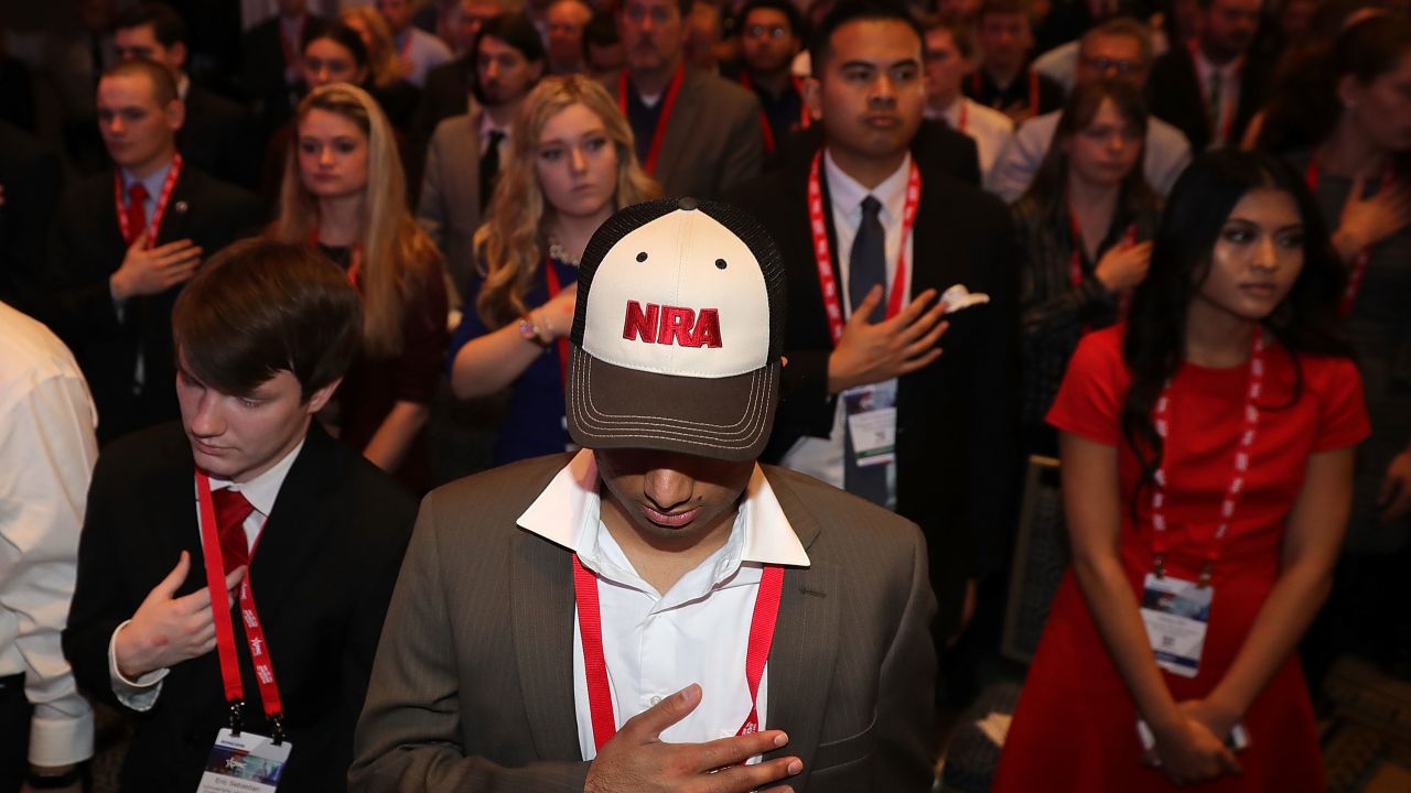 NATIONAL HARBOR, MD - FEBRUARY 23:  Attendees stand for the pledge of allegiance during the Conservative Political Action Conference at the Gaylord National Resort and Convention Center February 23, 2018 in National Harbor, Maryland. U.S. President Donald Trump is scheduled to address CPAC, the largest annual gathering of conservatives in the nation.  (Photo by Chip Somodevilla/Getty Images)