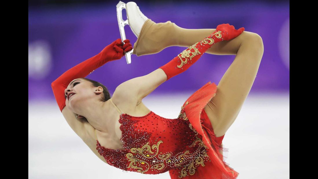 Alina Zagitova performs her free skate. The 15-year-old edged out fellow Russian Evgenia Medvedeva to win the gold in ladies' figure skating.