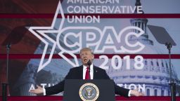 President Donald Trump speaks during the 2018 Conservative Political Action Conference at National Harbor in Oxon Hill, Maryland, on February 23, 2018.