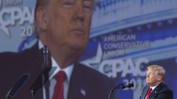 US President Donald Trump speaks during the 2018 Conservative Political Action Conference (CPAC) at National Harbor in Oxon Hill, Maryland, February 23, 2018. / AFP PHOTO / SAUL LOEB        (Photo credit should read SAUL LOEB/AFP/Getty Images)