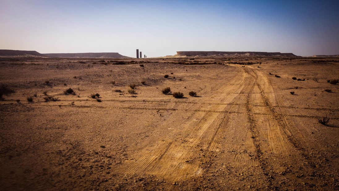 <strong>Artwork in the desert:</strong> The huge steel structures are an artwork called "East-West/West-East" created by American sculptor Richard Serra.