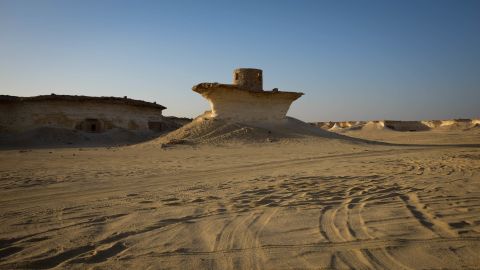 Desert winds have created unusual shapes in the rock.