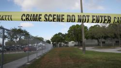 PARKLAND, FL - FEBRUARY 23:  Crime scene tape is seen outside Marjory Stoneman Douglas High School as teachers and staff are allowed to return to the school for the first time since the mass shooting on campus on February 23, 2018 in Parkland, Florida. Police arrested 19-year-old former student Nikolas Cruz for killing 17 people at the high school.  (Photo by Joe Raedle/Getty Images)